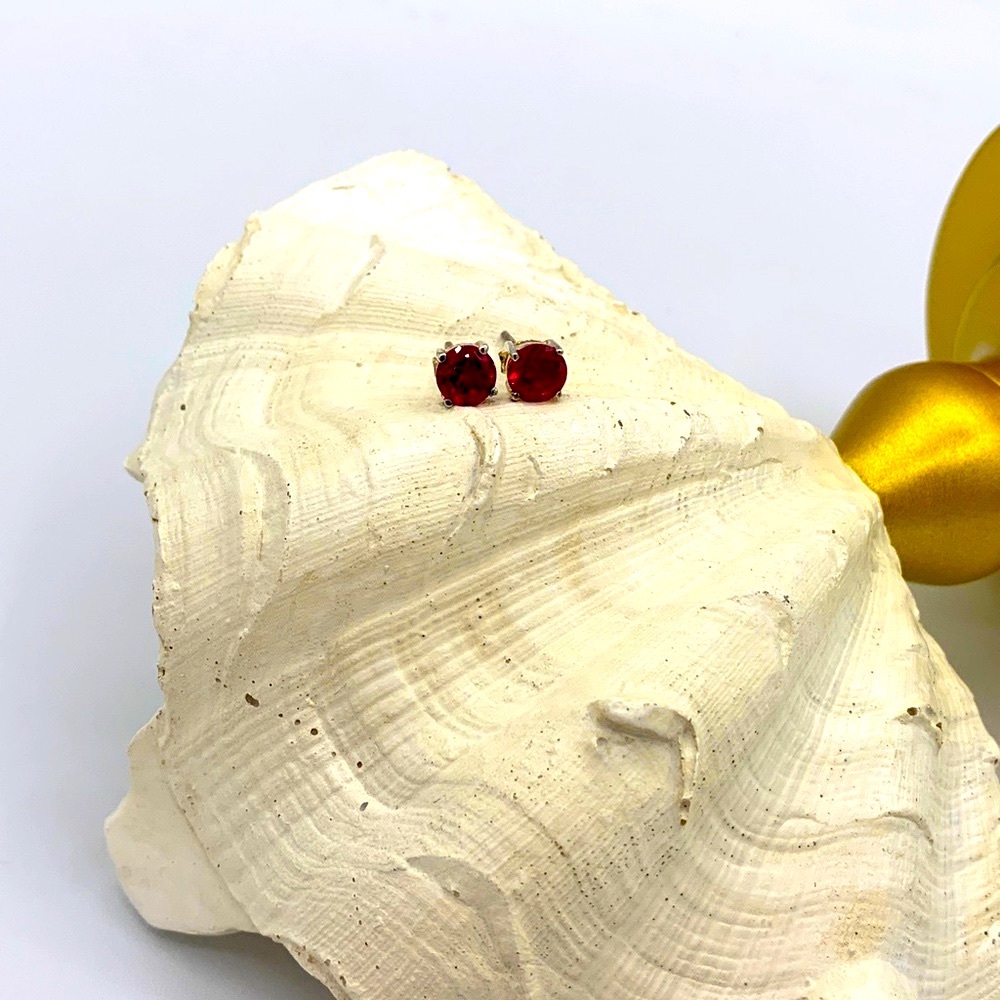 Vintage MWS 925 Silver and Ruby Earrings